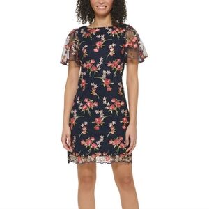 Jessica Howard Orange Flutter Sleeve Sheath Dress for Wedding Guest